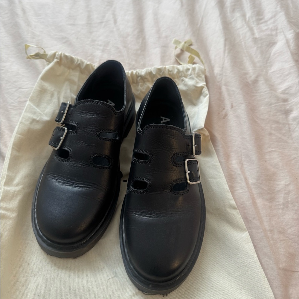 APC Black Buckle Loafers